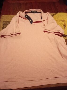 U.S. Polo Assn. Light Pink Mens  Polo with Contrast Navy Placket